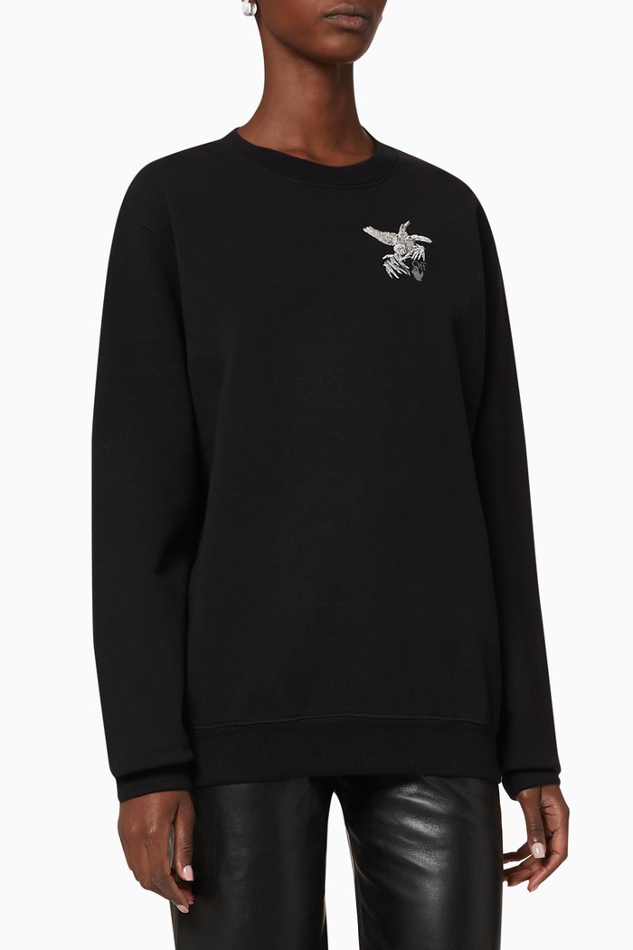 

Birds Arrows Cotton Sweatshirt, Black