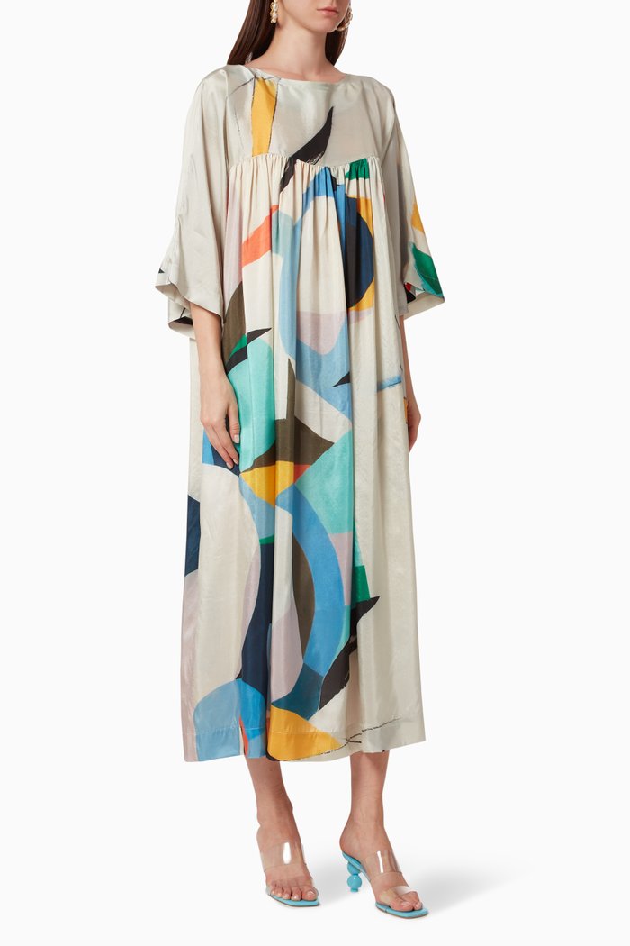 Thiebaud Garden Dress in Silk, Multicolour