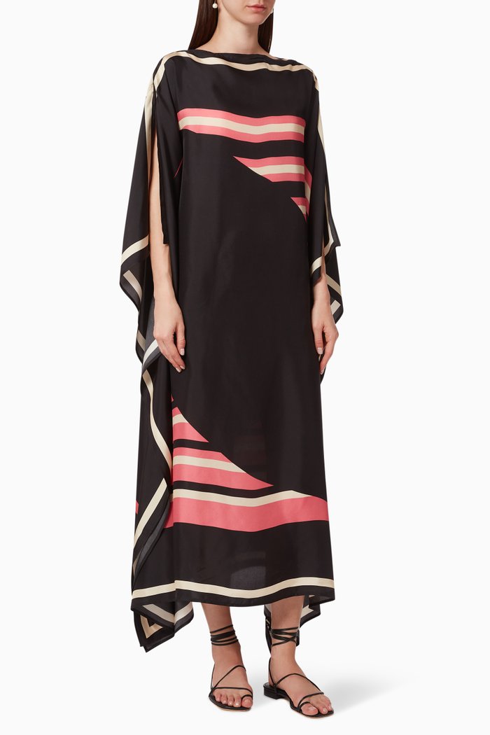 Levan Scarf Maxi Dress in Silk, Multicolour