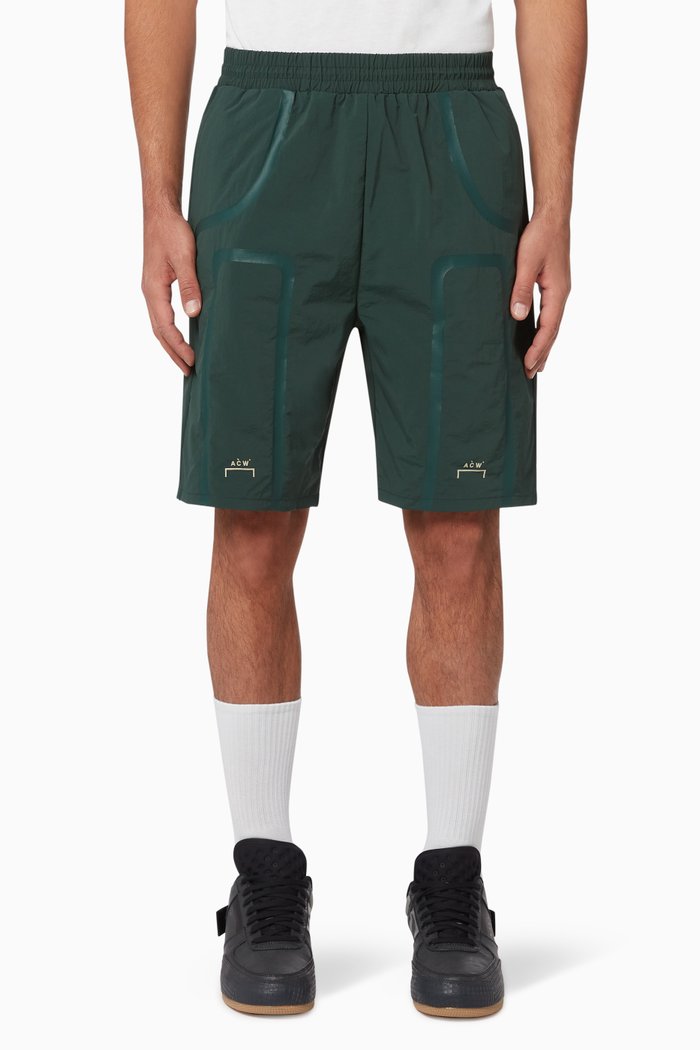 

Taped Nylon Track Shorts, Green