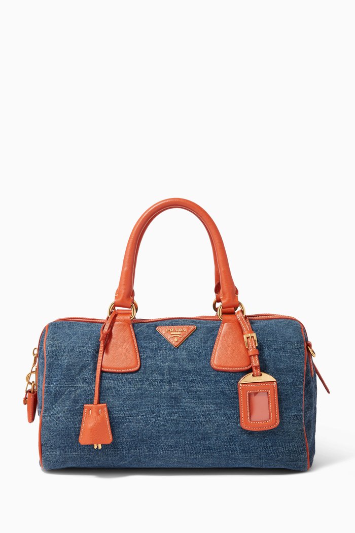 

Triangle Logo Bag in Denim, Blue
