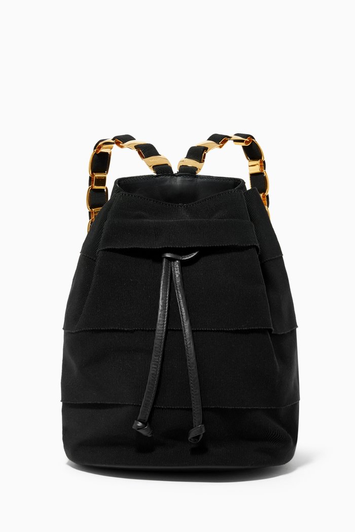 

Drawstring Backpack in Grosgrain, Black