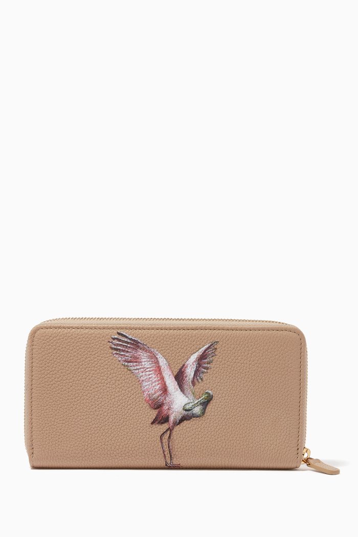 

Spoonbill Zipped Travel Wallet in Leather, Neutral