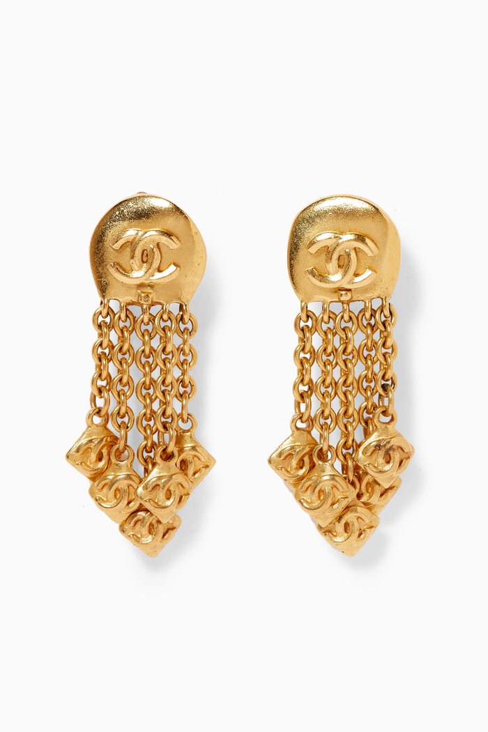

CC Clip Earrings, Gold