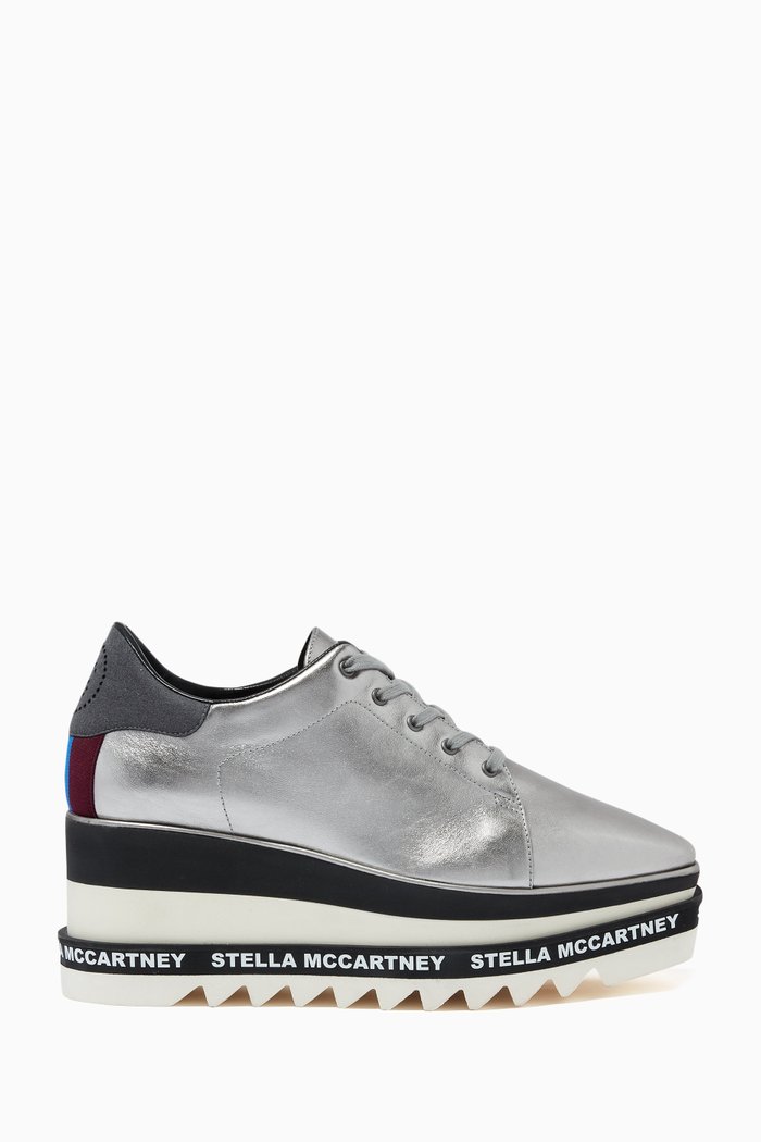 

Sneak-Elyse Platforms in Metallic Alter Leather, Silver