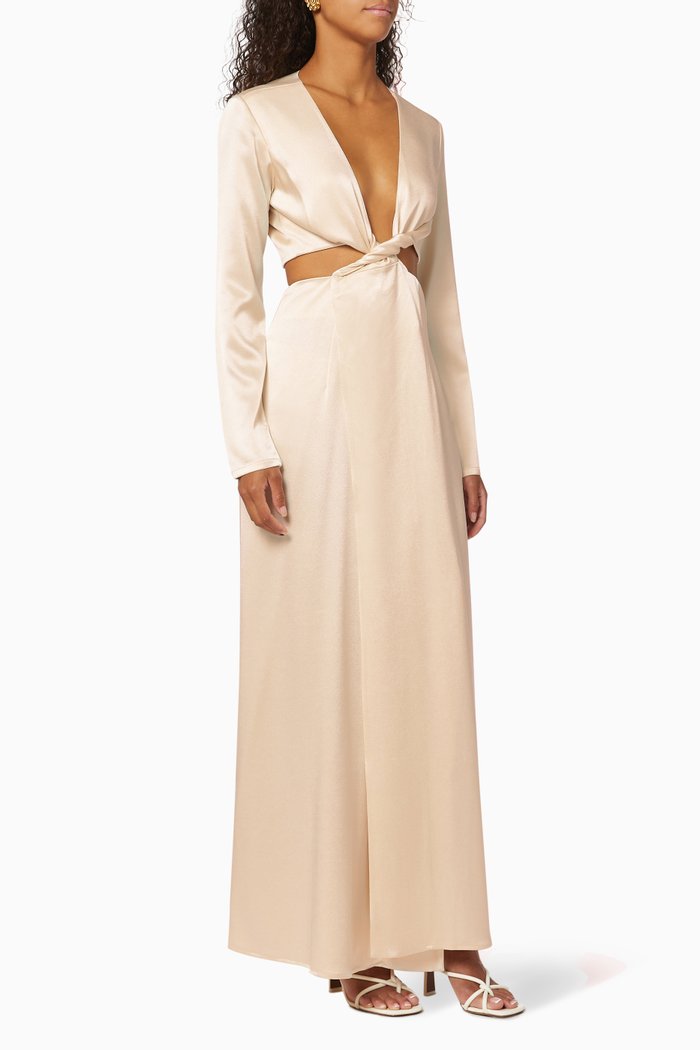 

Elena Satin Maxi Dress, Neutral