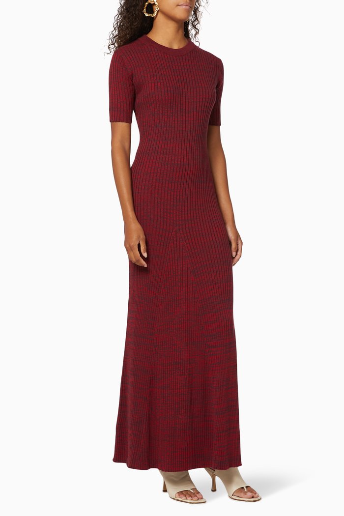 Sasha Cotton Knit Maxi Dress, Red
