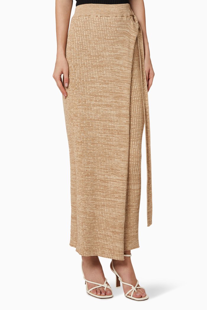 

Matilde Wrap Knit Skirt, Neutral