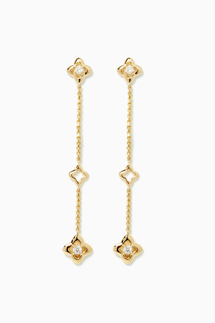 

Three Station Drop Earrings with Diamonds in 18kt Yellow Gold