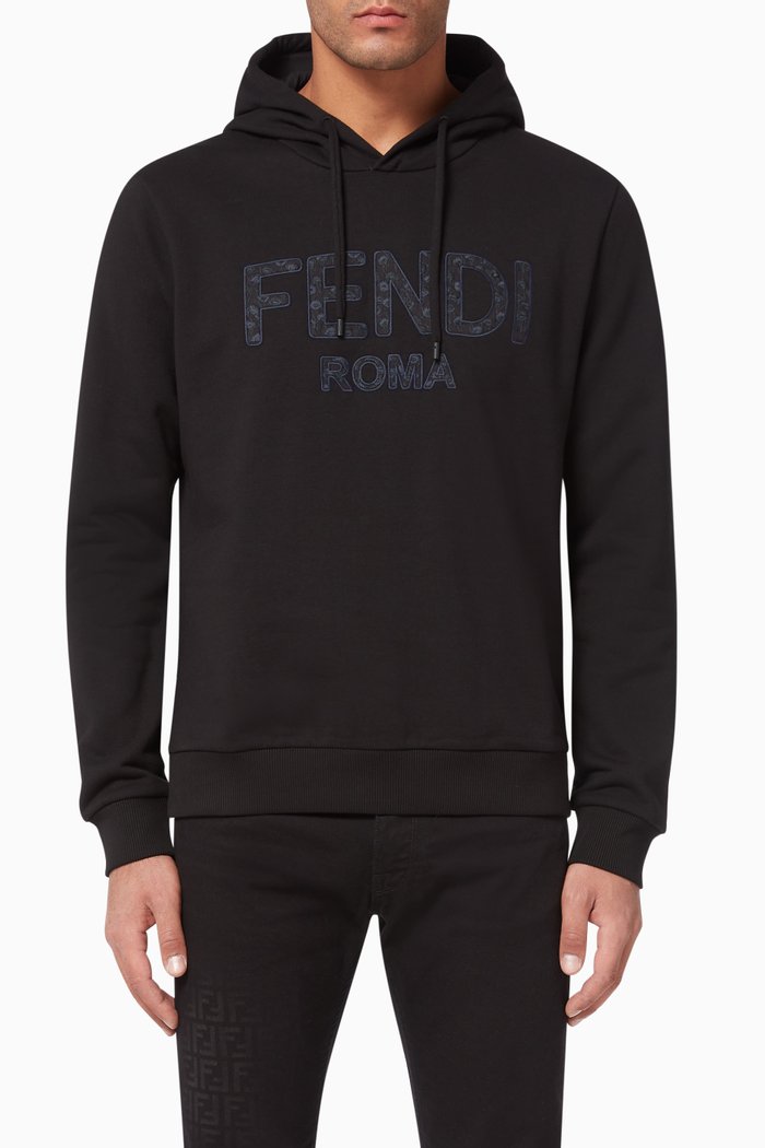 

Floral Logo Hooded Sweatshirt, Black