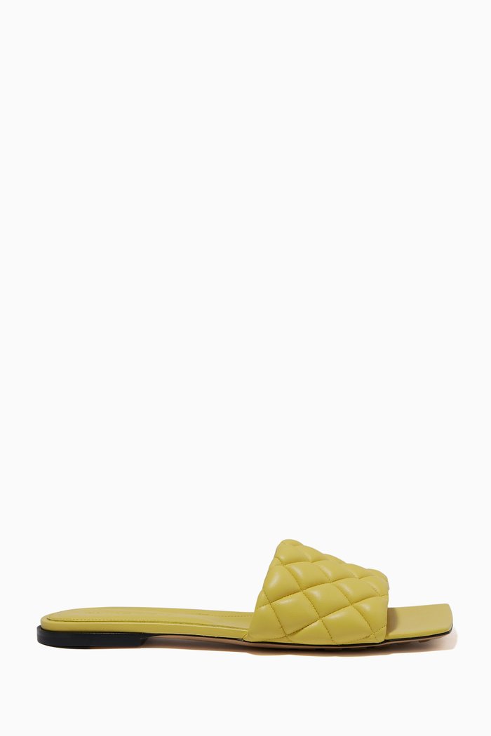 

Flat Sandals in Matelassé Nappa, Yellow