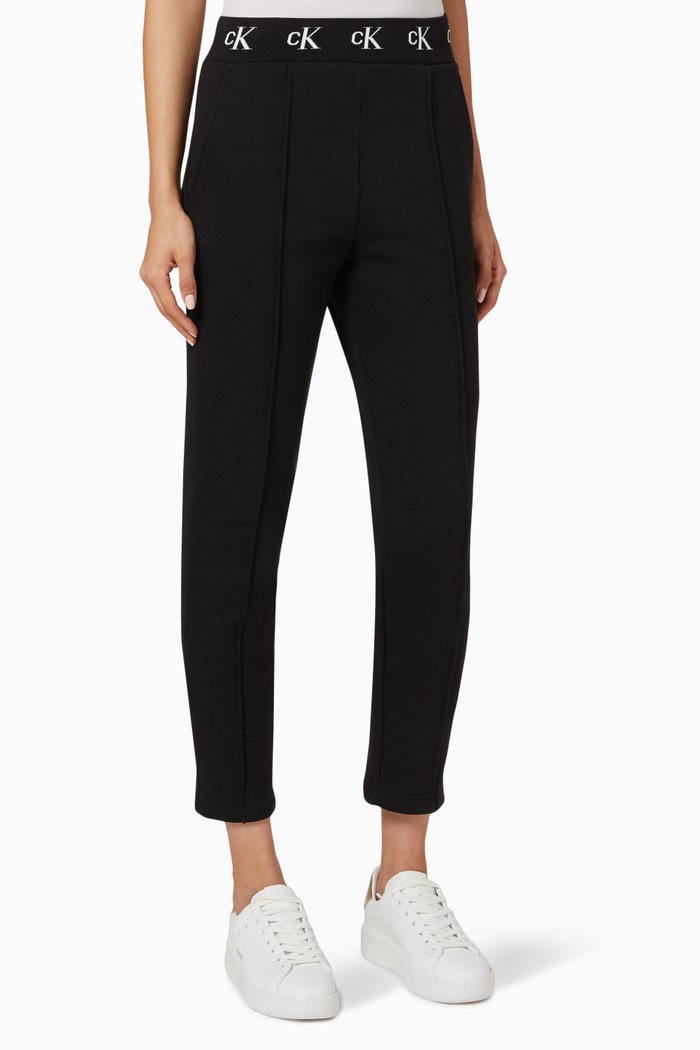 CK Logo Trim Pants, Black