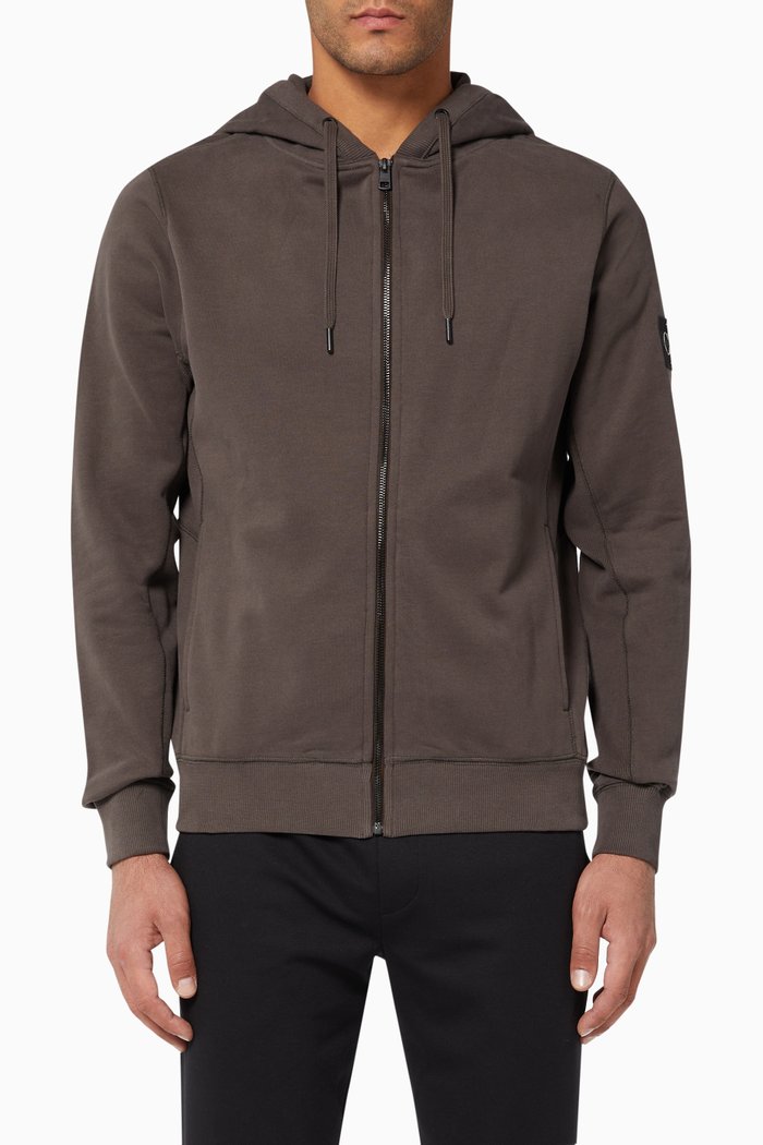 

Monogram Logo Badge Organic Cotton Hoodie, Grey