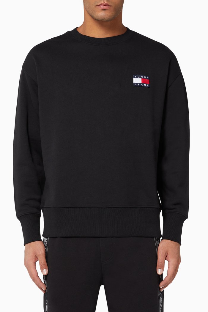 

Tommy Badge Cotton Sweatshirt, Black