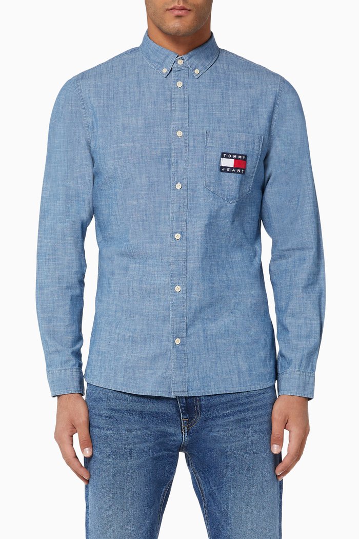 

Chambray Cotton Shirt, Blue