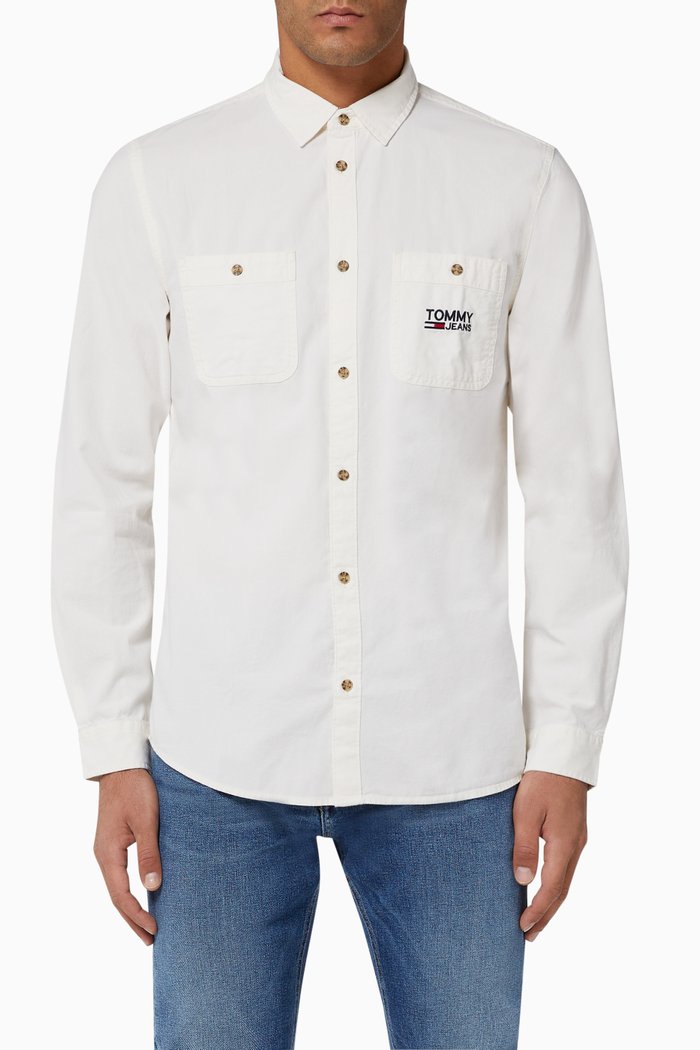 

Pocket Logo Chambray Shirt, White