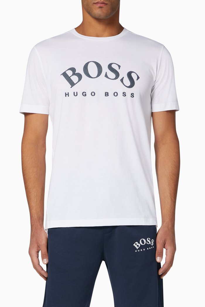 

Curved Logo Cotton T-Shirt, White