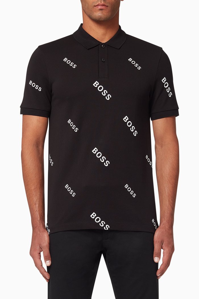 

Phillipson 76 Slim Fit Logo Polo T-Shirt, Black
