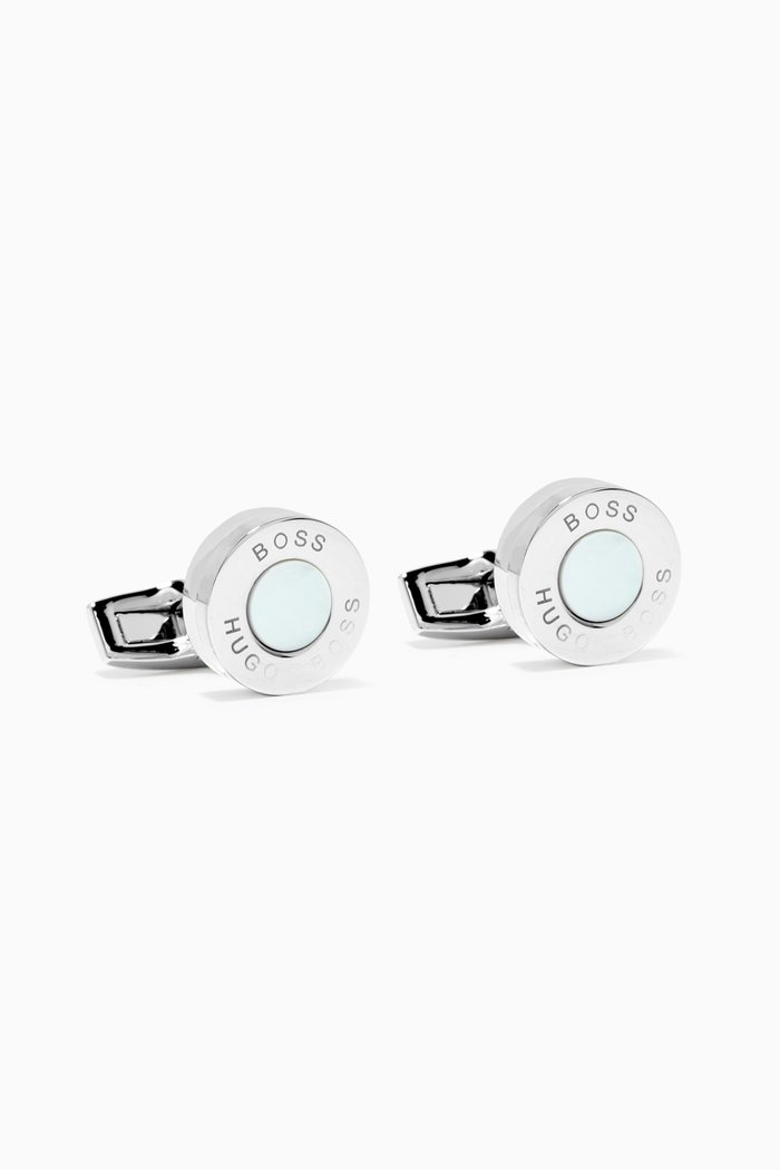 

T-Edmund Cufflinks in Brass & Mother of Pearl, White