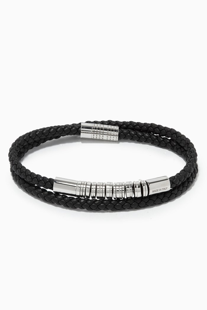 

Blair Double Braided Bracelet in Leather, Black
