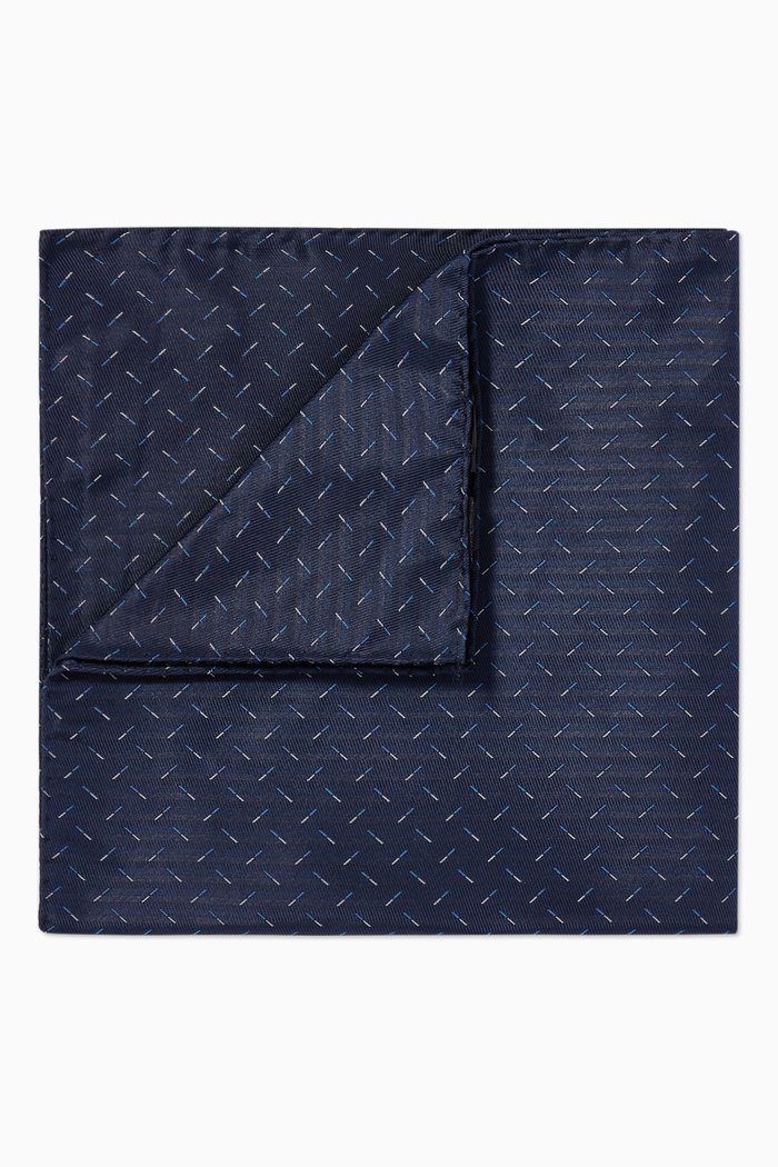 

Patterned Pocket Square in Silk, Blue