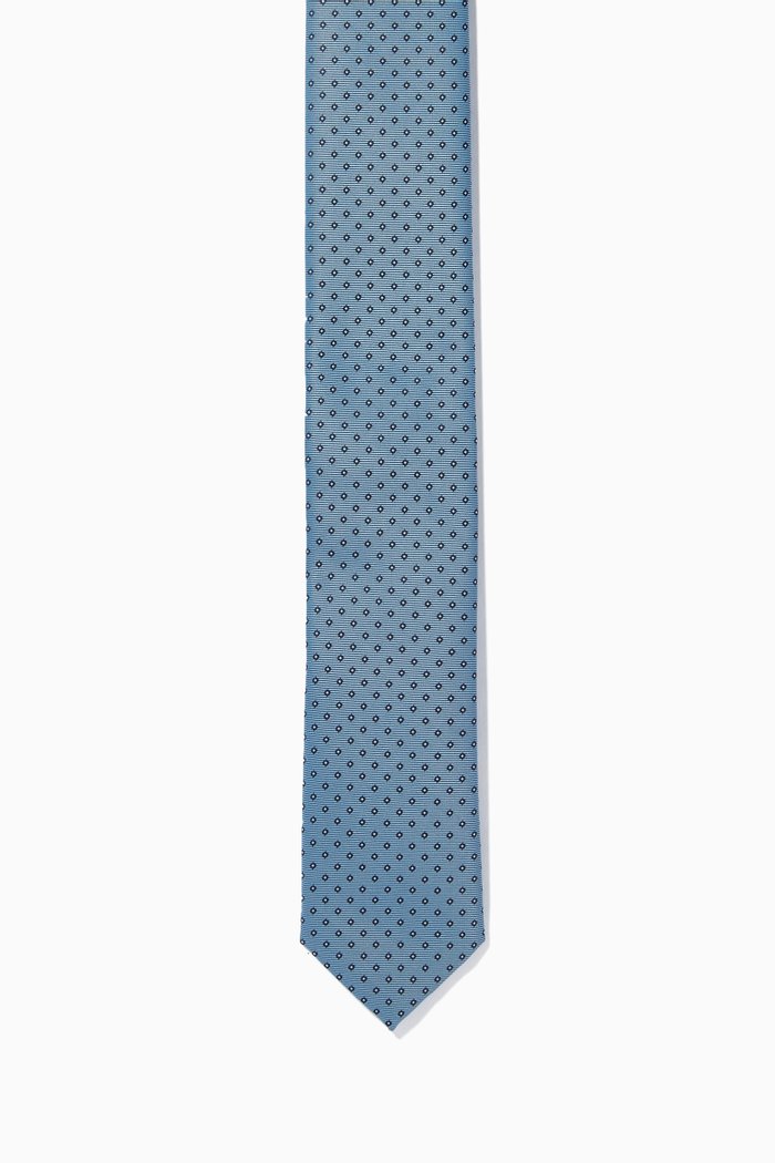 Traveller Geometric Jacquard Tie in Silk, Blue