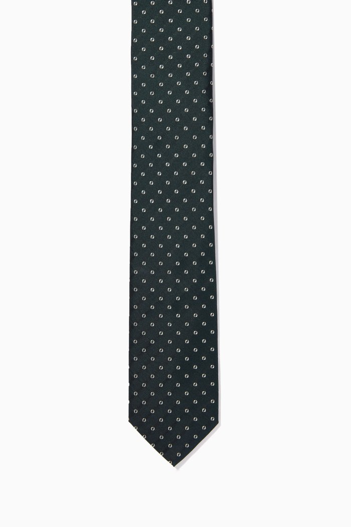 

Geometric Jacquard T-Tie in Silk, Green