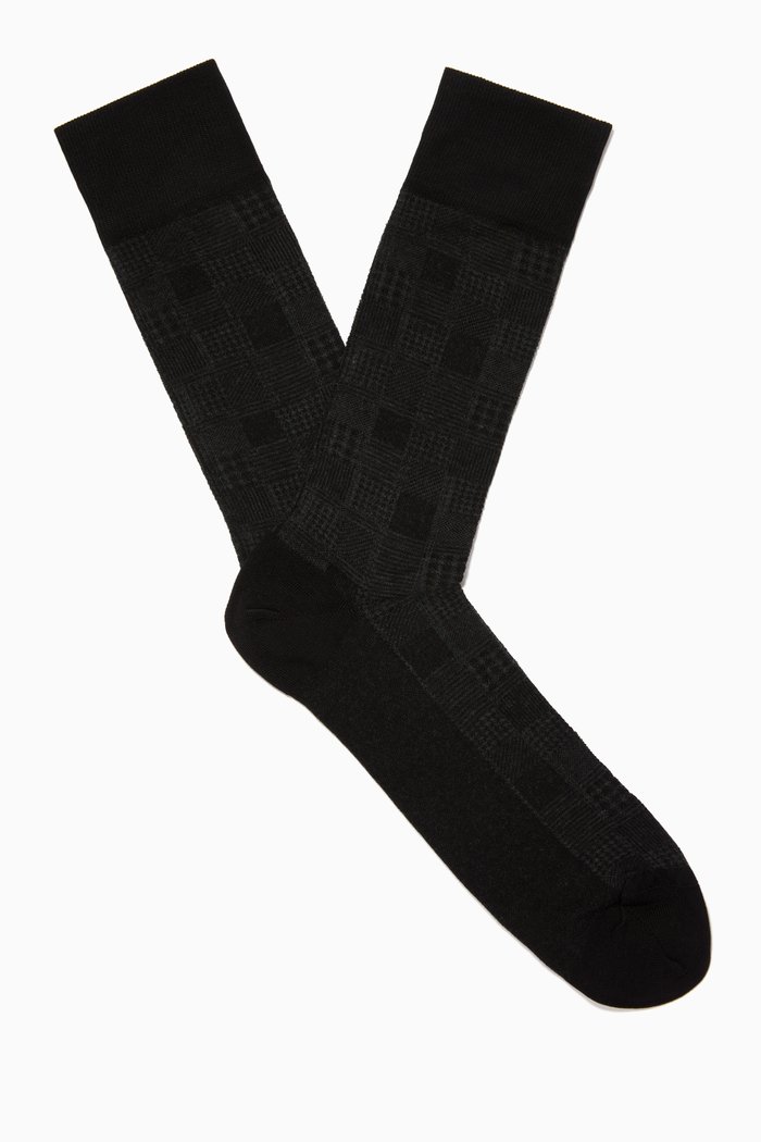 

Houndcheck RS Socks in Mercerised Cotton, Black