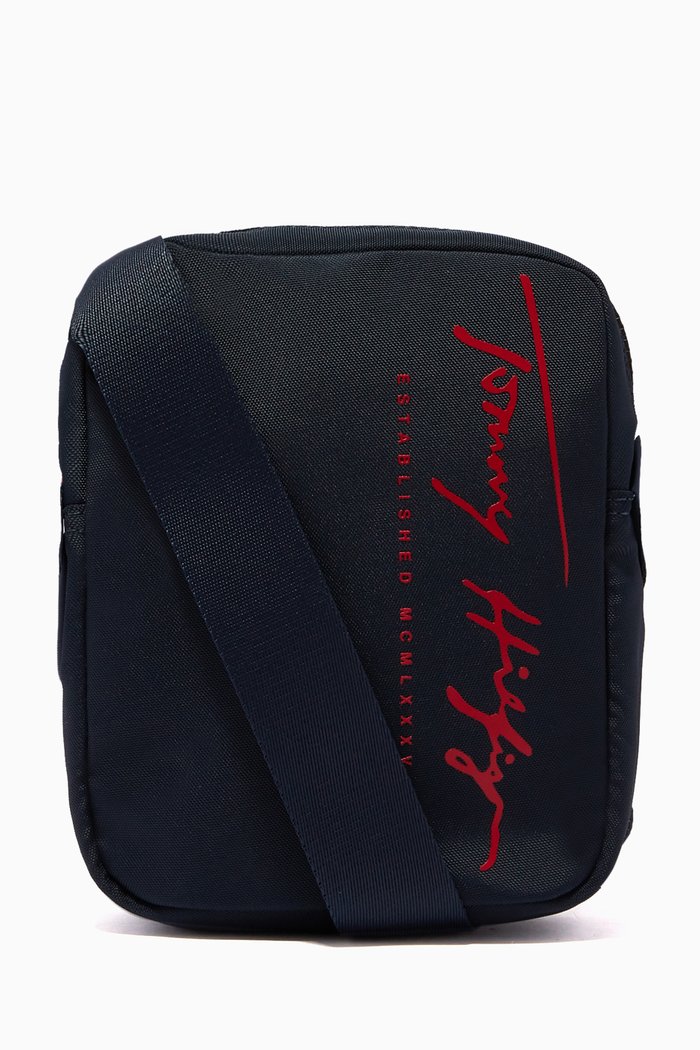 

Small Signature Logo Reporter Bag in Nylon, Blue