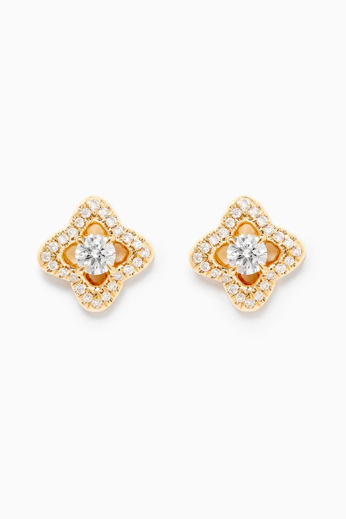 

Venetian Quatrefoil® Diamonds Earrings in 18kt Yellow Gold, Silver