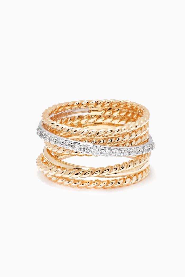 

Crossover® Wide Diamond Ring in 18kt Yellow Gold