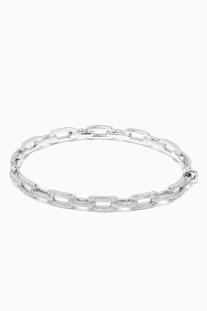 

Stax Diamond Chain Link Bracelet in 18kt White Gold, 4mm, Silver