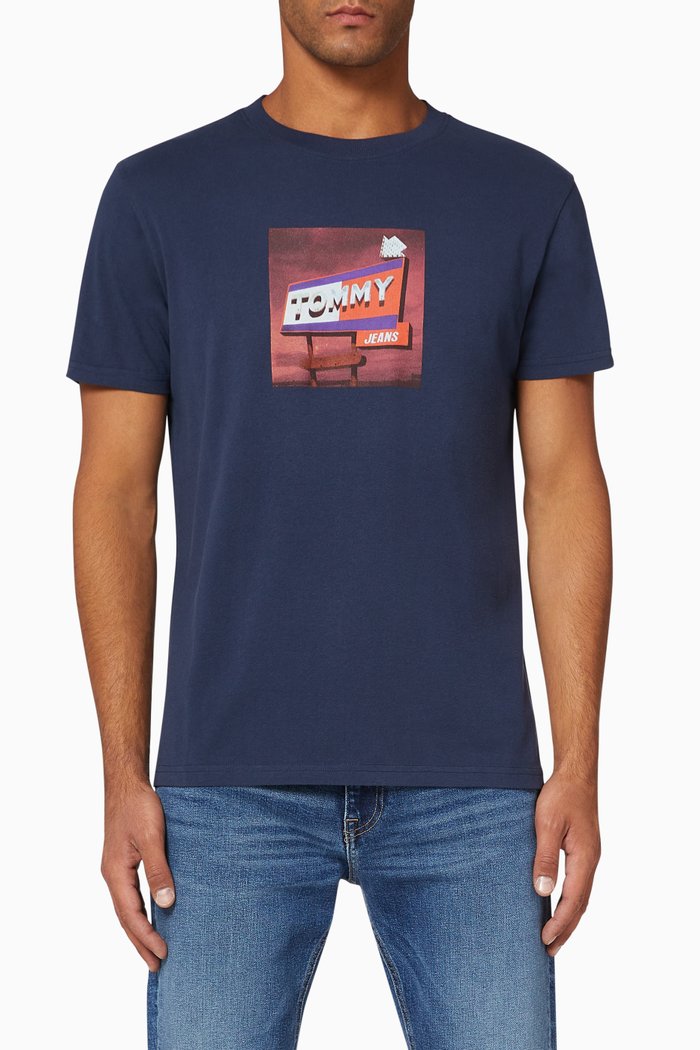 

Photographic Cotton T-Shirt, Blue