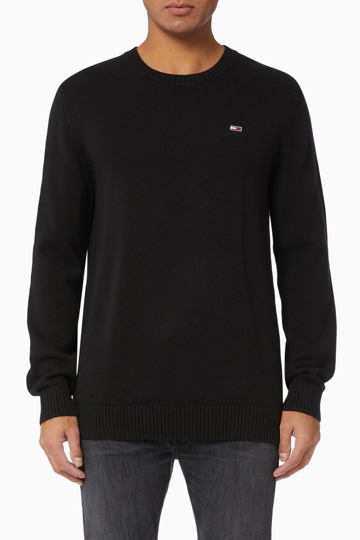 Essential Organic Cotton Sweater, Black