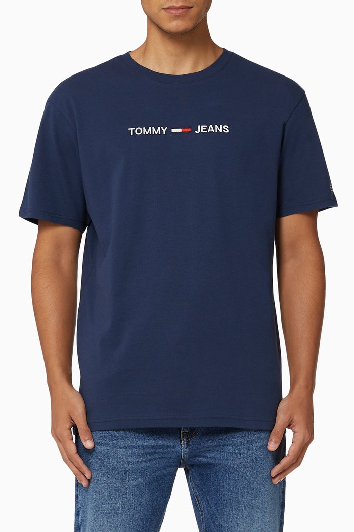 

Embroidered Logo Organic Cotton T-shirt, Blue