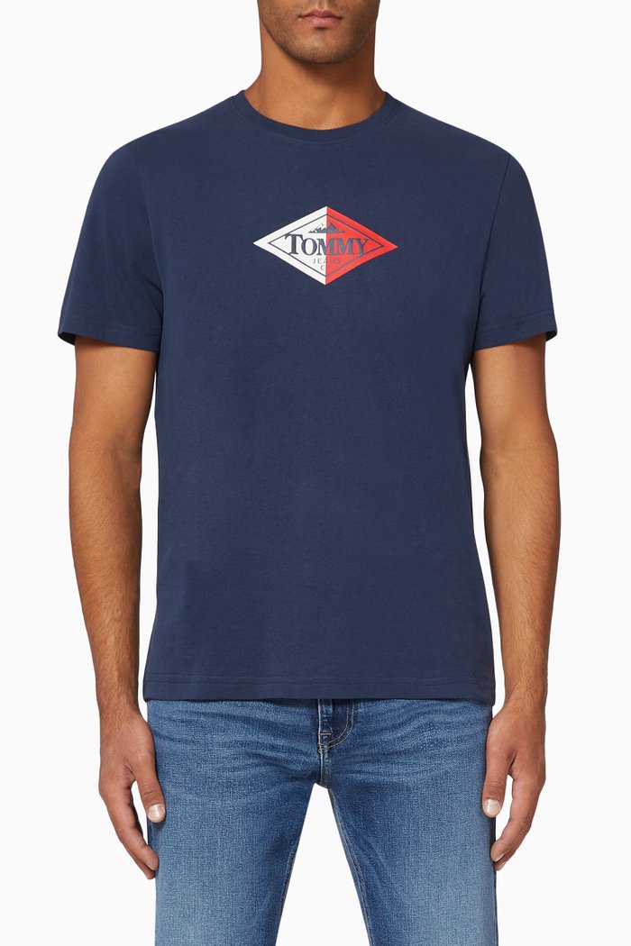 

Retro Logo Organic Cotton T-Shirt, Blue