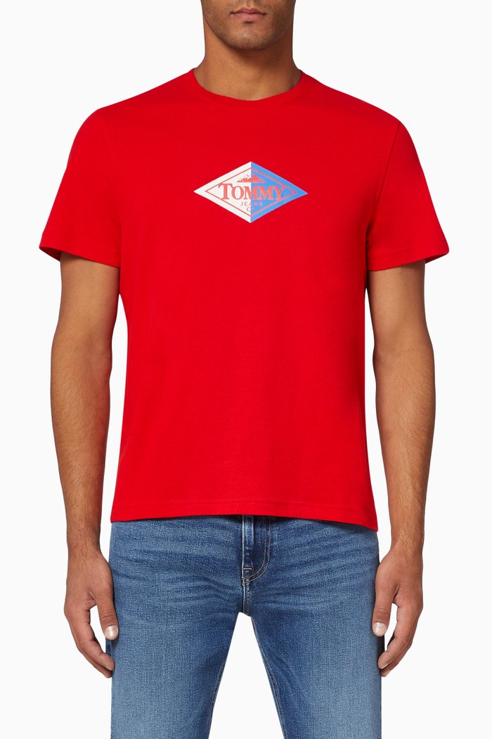 

Retro Logo Organic Cotton T-Shirt, Red