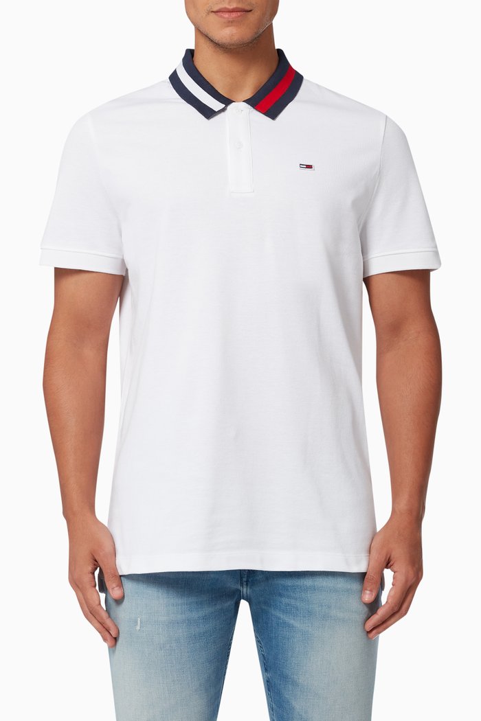 

Tipped Collar Regular Fit Polo Shirt in Piqué, White