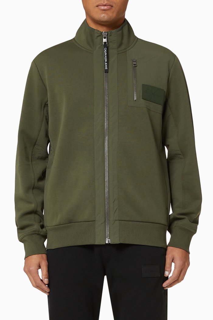 

Mixed Materials Jersey Sweatshirt, Green