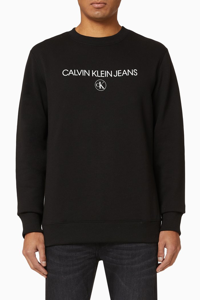 

CK Archive Logo Jersey Sweatshirt, Black