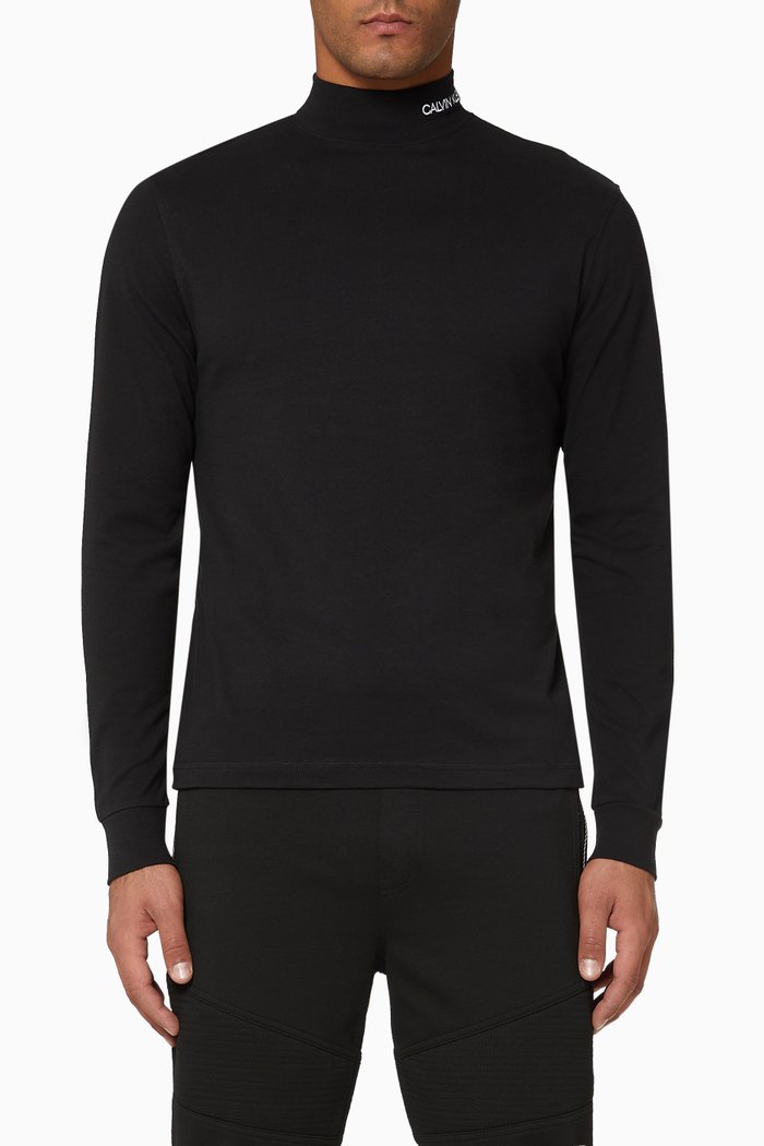 

CK Mock Neck Jersey T-Shirt, Black