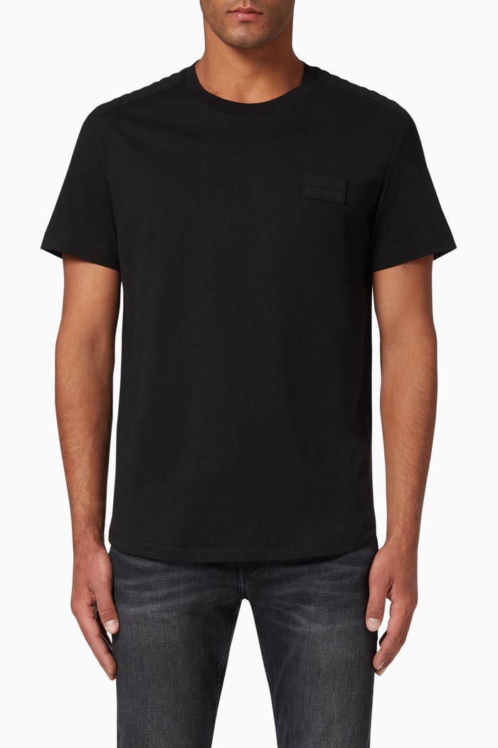 

Quilted Detail Organic Cotton T-Shirt, Black