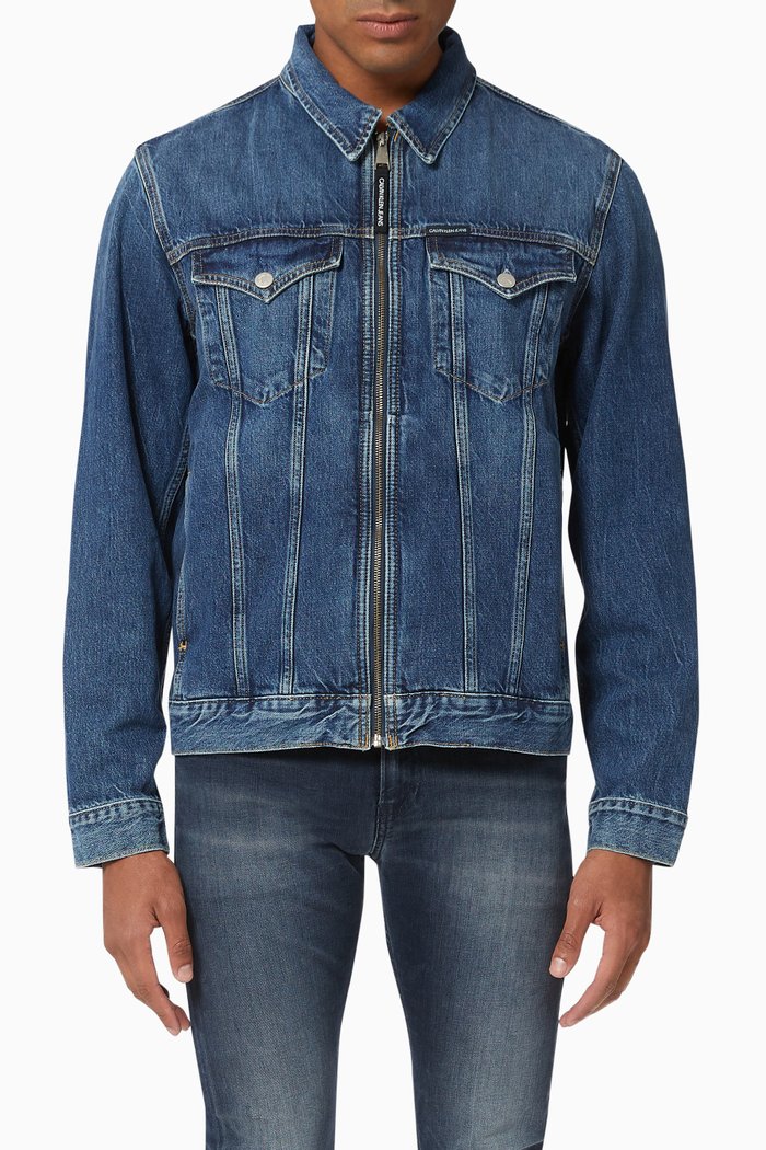 

Foundation Zipped Denim Jacket, Blue