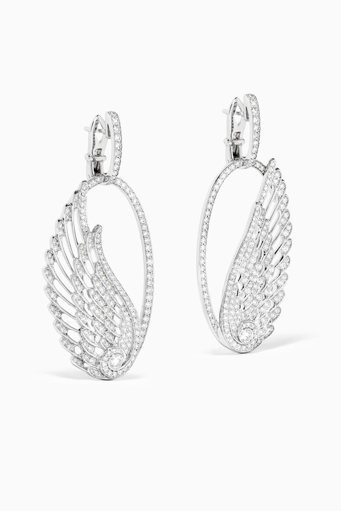 

Wings Embrace Hoop Earrings in 18kt White Gold