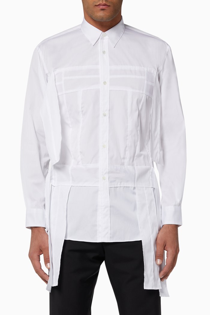 

Panelled Cotton Poplin Shirt, White