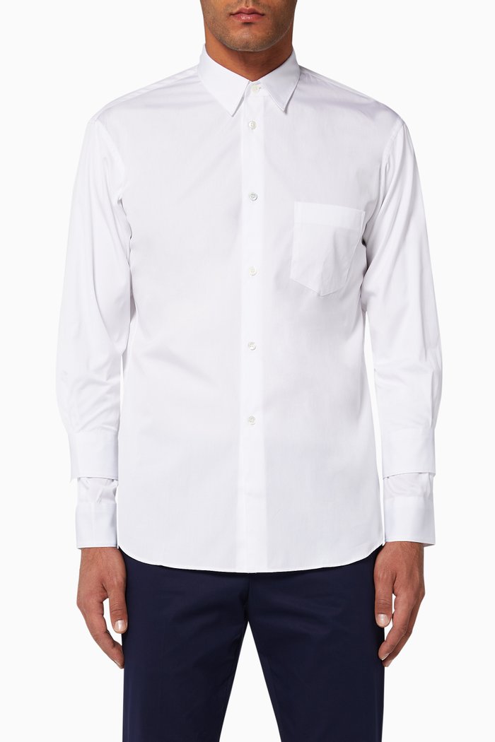 

Double Cuff Cotton Poplin Shirt, White