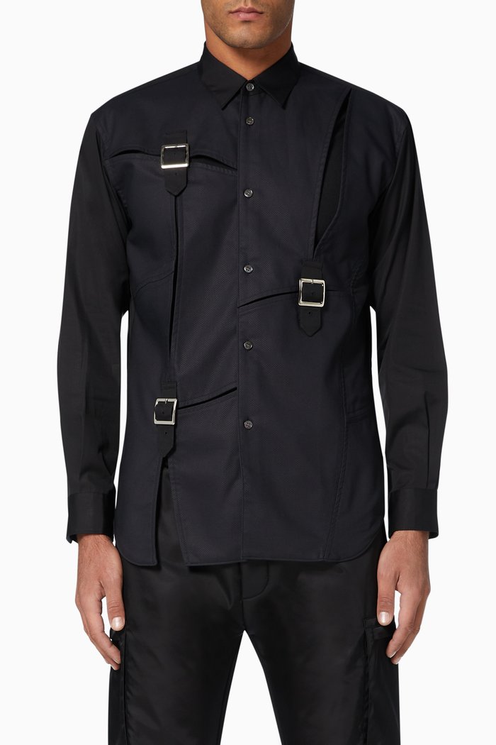

Buckles Cotton Poplin & Dobby Shirt, Black