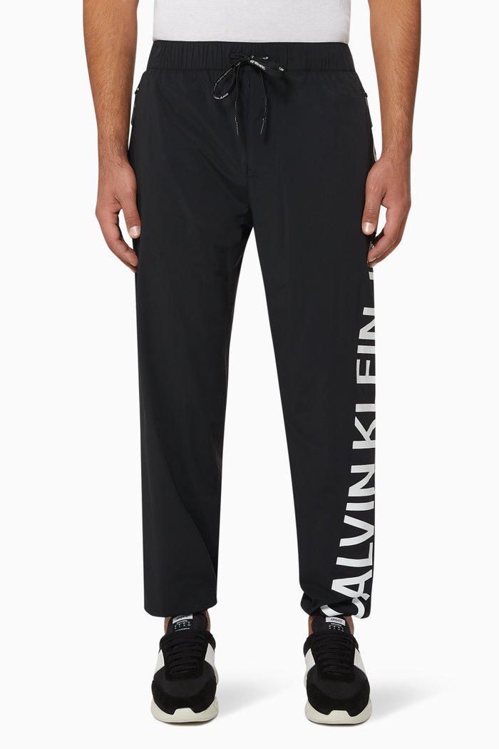 

Logo Stretch Nylon Trackpants, Black