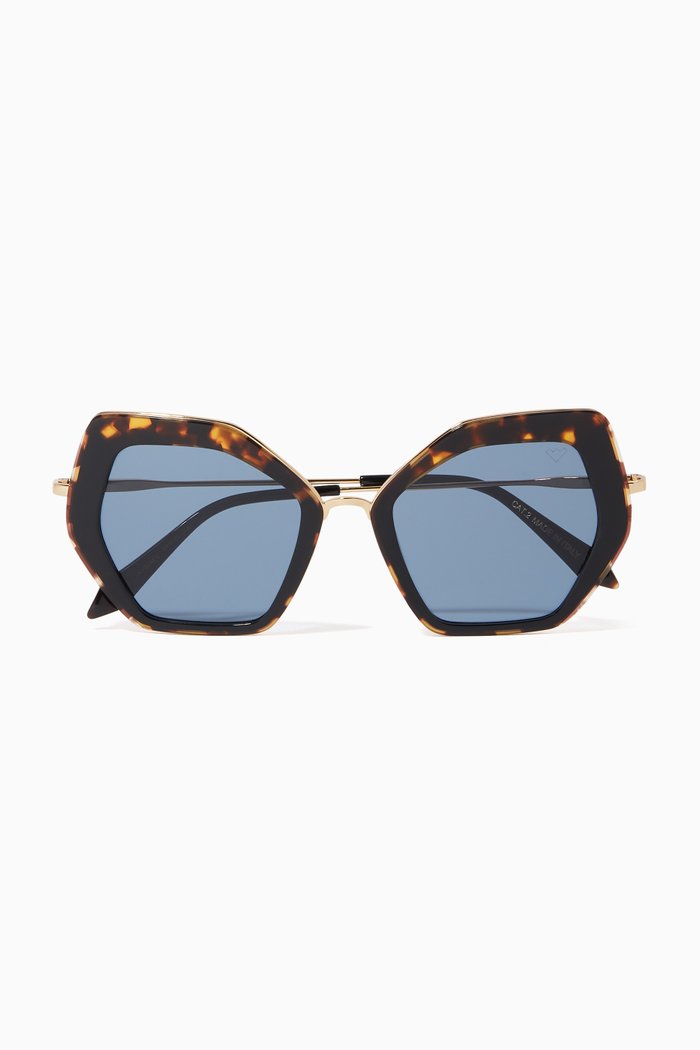 Skyler Oversized Sunglasses in Acetate & Stainless Steel, Multicolour