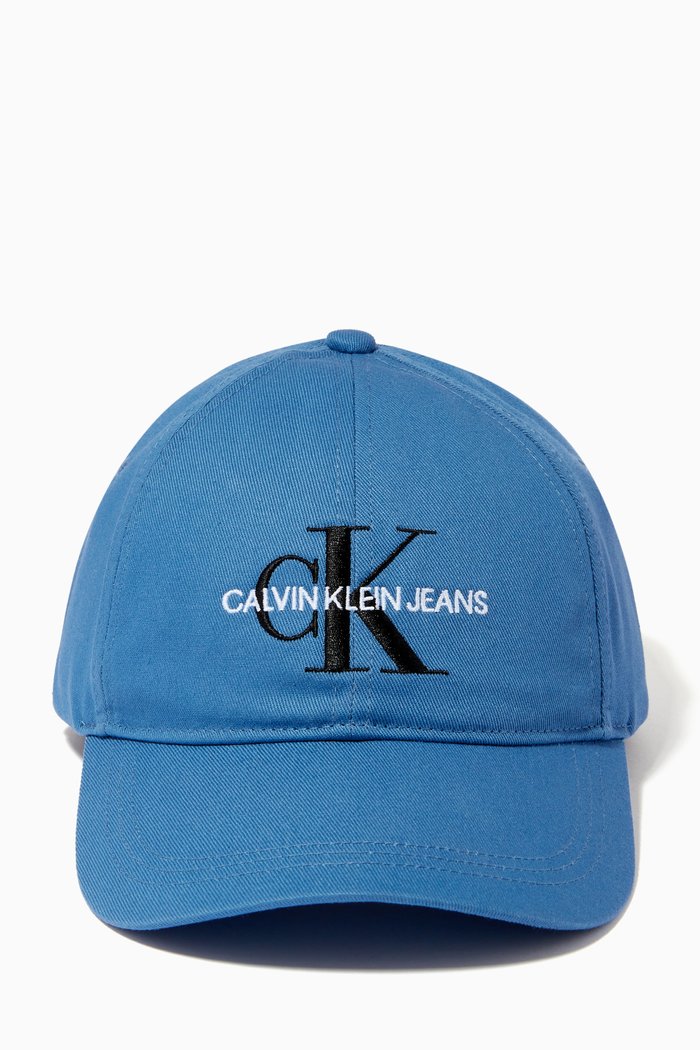 

CKJ Monogram Baseball Cap in Cotton Twill, Blue
